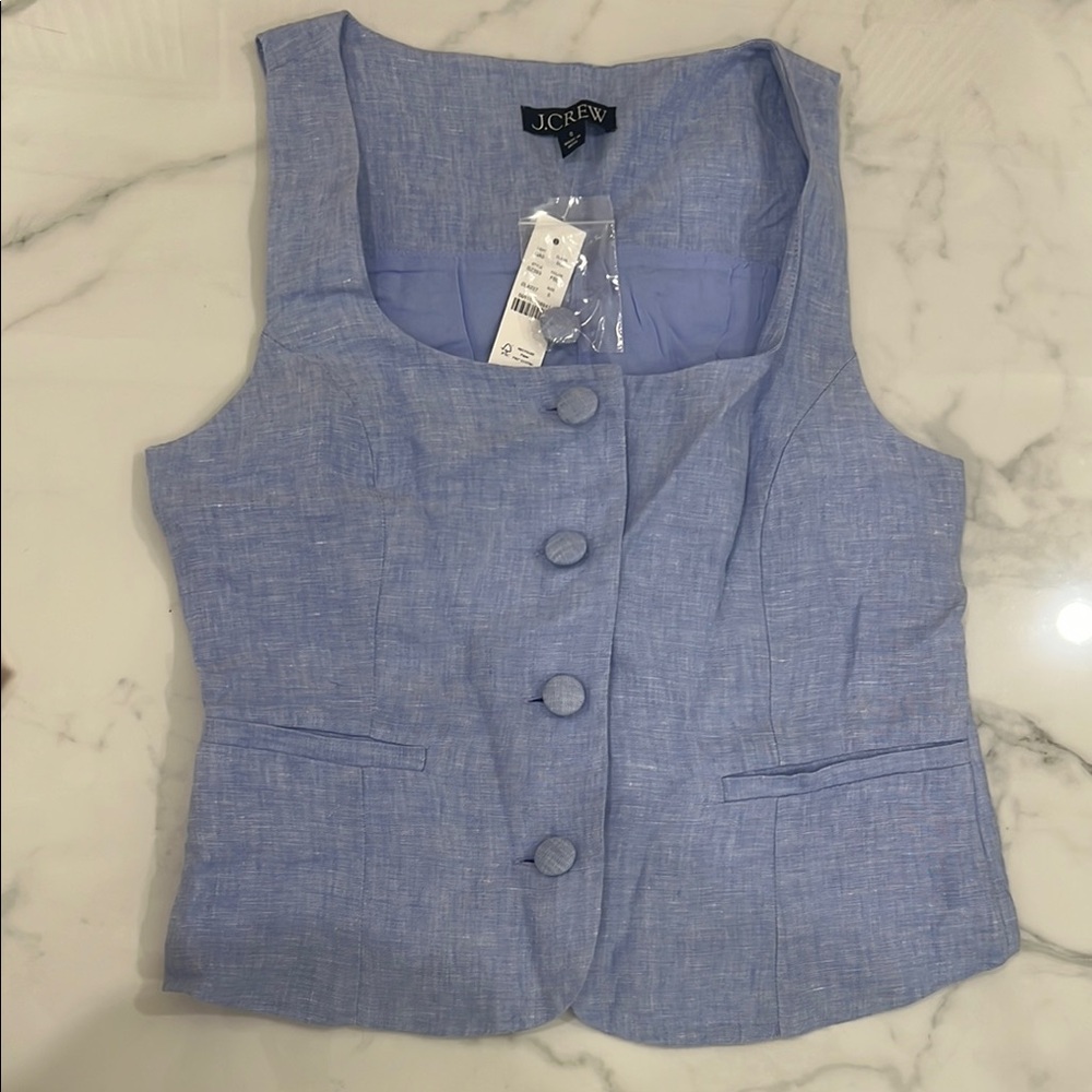 J.Crew Linen Button-Front Vest